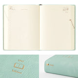 Midori Hibino 2025 Diary - Monthly Block + Daily On 2 Pages - Blue Green - A6 -  - Diaries & Planners - Bunbougu