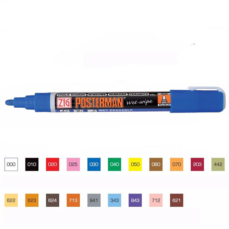 Zig Posterman Waterproof Broad 15mm Tip 5 Fluorescent Color