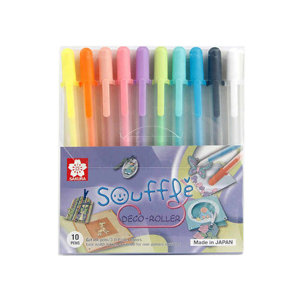 10 Sakura Gelly Roll Pens, Colored, Souffle, 3D Opaque 10 Sakura