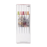 Uni Emott Fineliner Sign Pen - 5 Colour Set - New Colours - No.10 Botanical - 0.4 mm